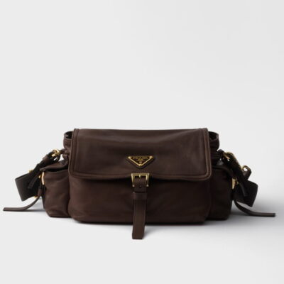 Prada Explore Medium Flap Bag in Sienna Nappa Lambskin
