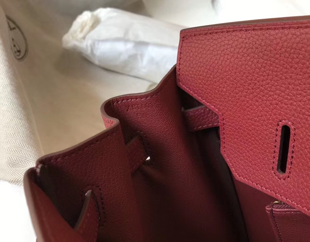 Hermes Birkin 35 Bag in Ruby Clemence Leather with GHW - Image 6