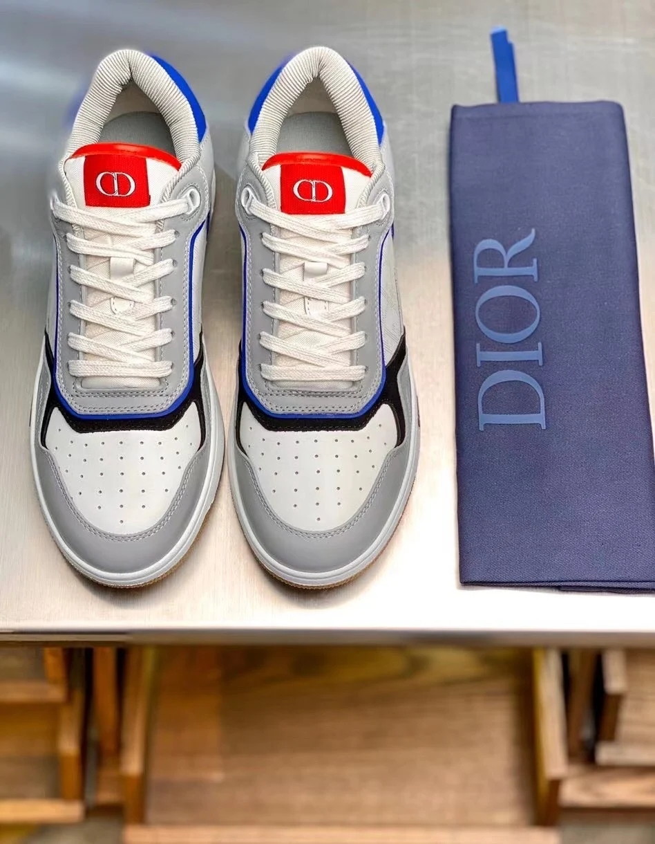 Dior Men's B27 Low-Top Sneakers In Multicolour Leather - Image 8