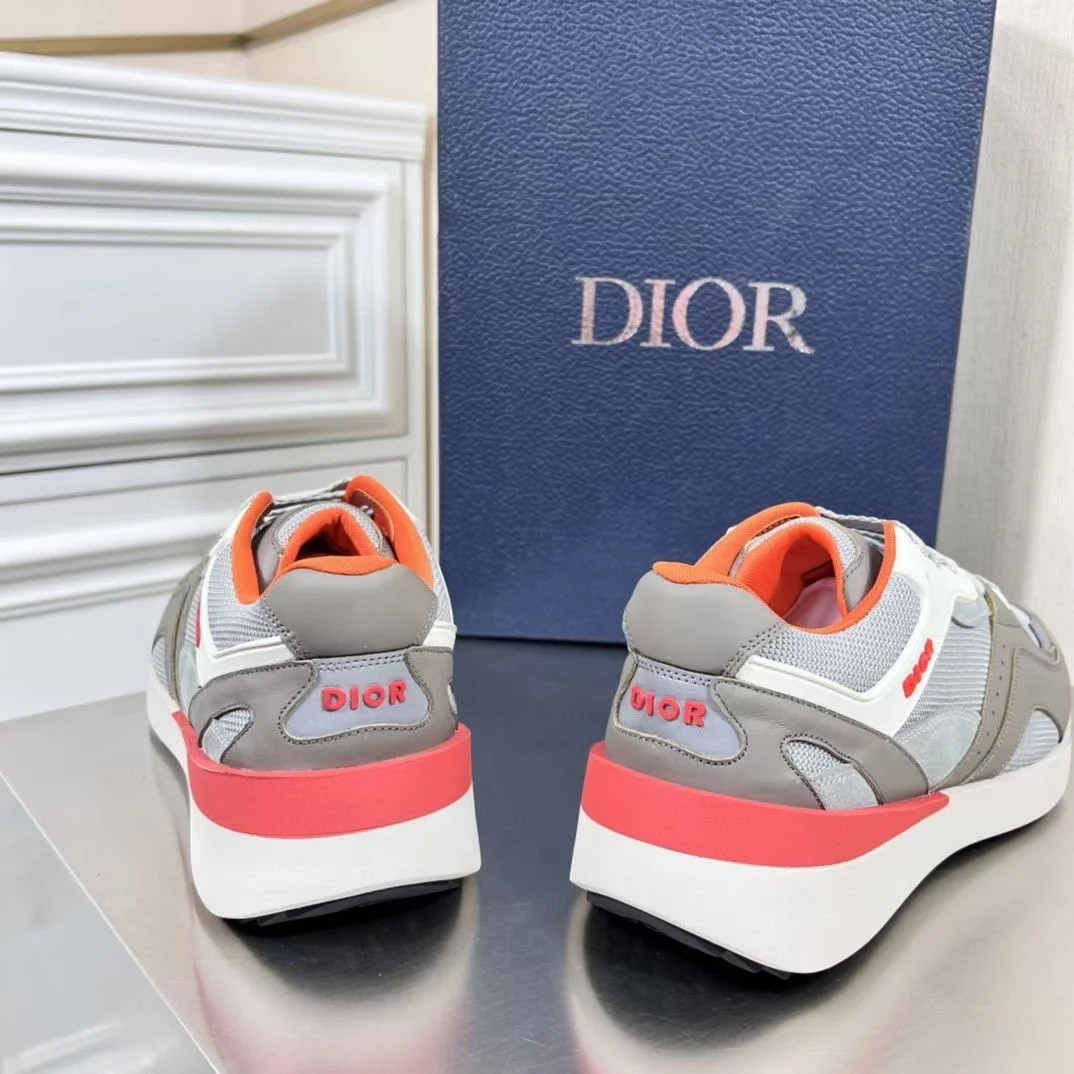 Dior Men's B29 Sneakers In Gray Mesh and Suede - Image 6