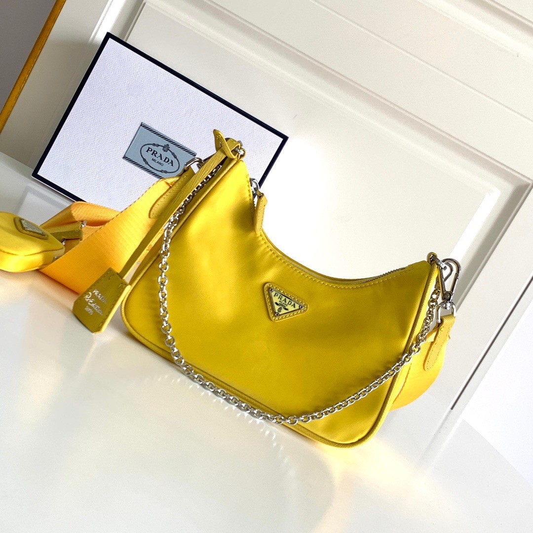 Prada Re-Edition 2005 Shoulder Bag In Yellow Re-Nylon - Image 6