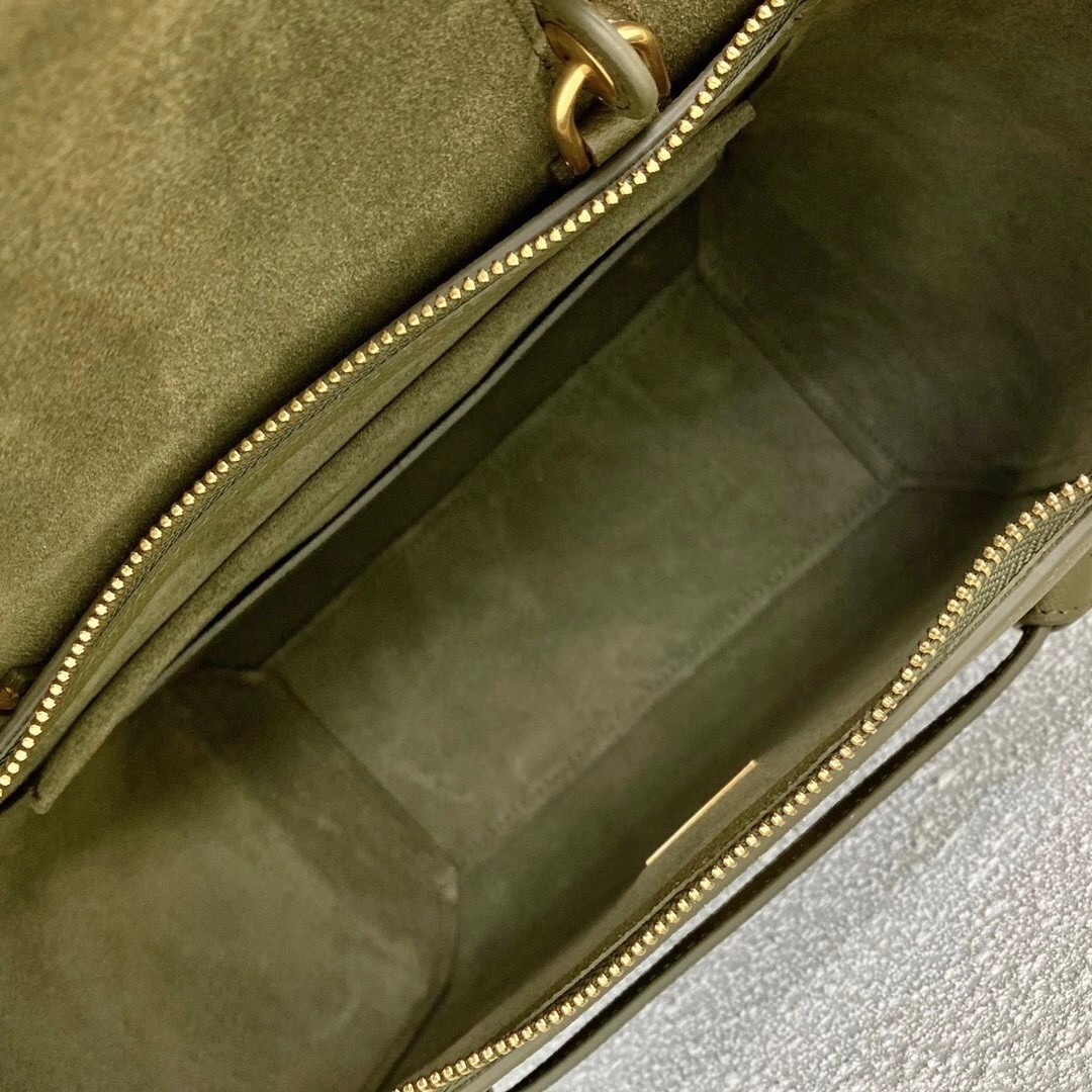 Celine Micro Belt Bag In Dark Olive Grained Calfskin - Image 7