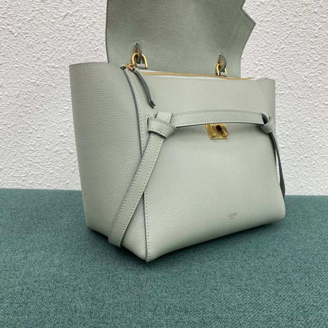 Celine Micro Belt Bag In Vert D'eau Grained Calfskin - Image 12