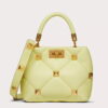 Valentino Roman Stud Small Handle Bag In Yellow Nappa Leather