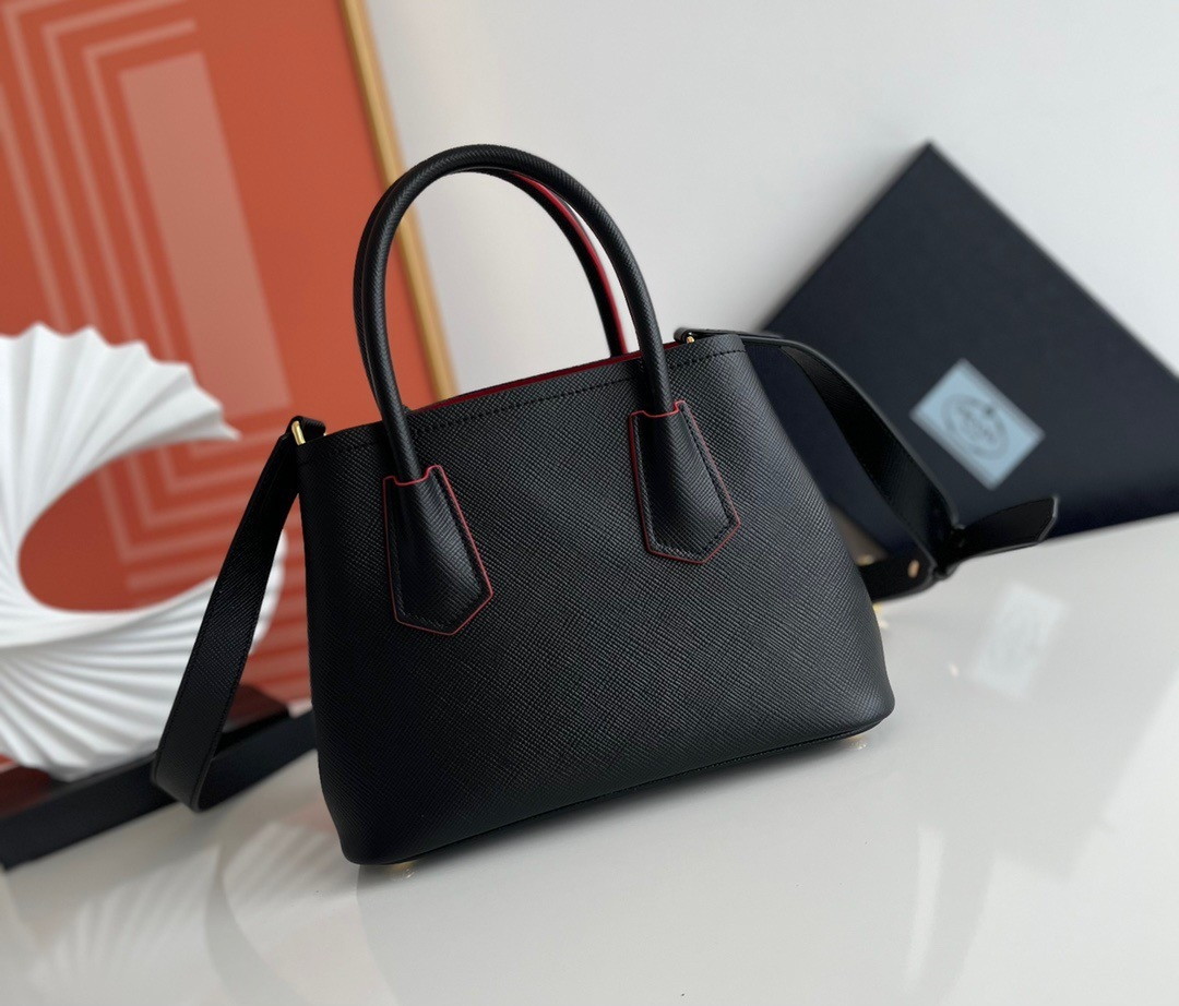 Prada Double Mini Bag In Black Saffiano Leather - Image 2
