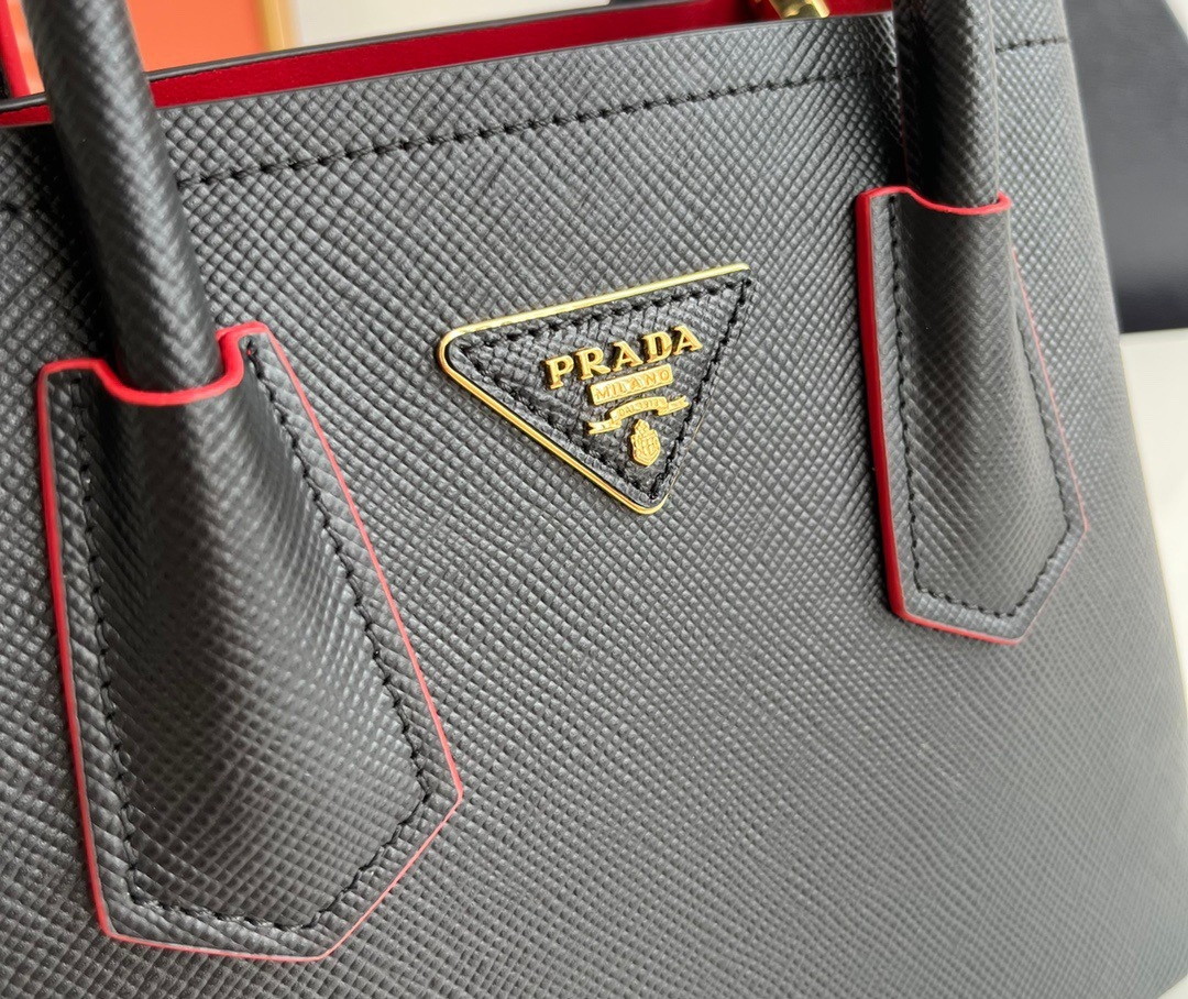 Prada Double Mini Bag In Black Saffiano Leather - Image 3