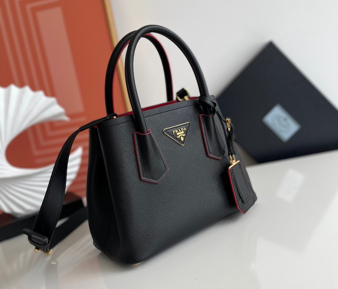 Prada Double Mini Bag In Black Saffiano Leather - Image 4