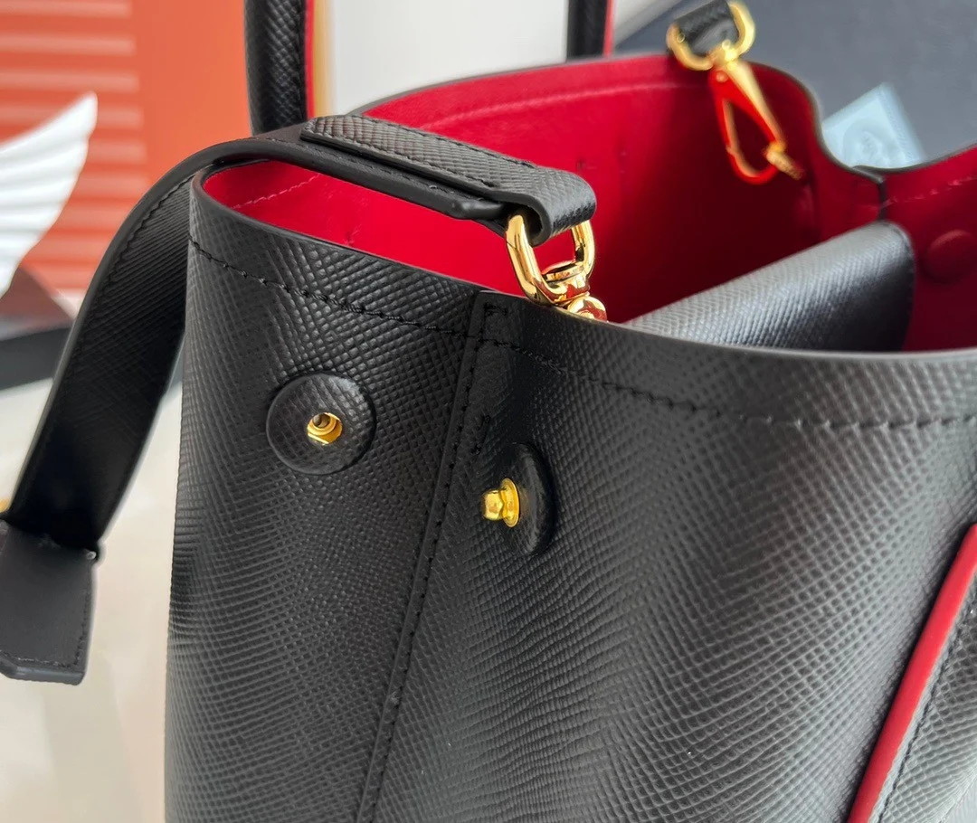 Prada Double Mini Bag In Black Saffiano Leather - Image 6
