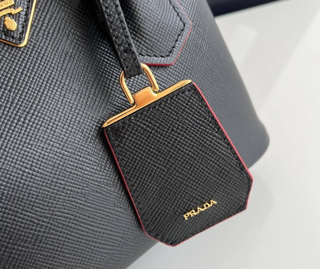 Prada Double Mini Bag In Black Saffiano Leather - Image 9