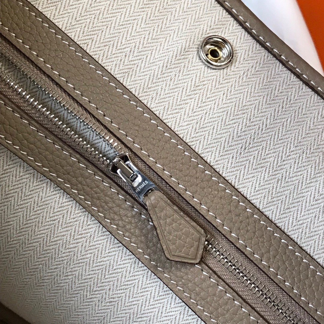 Hermes Garden Party 30 Bag In Tourterelle Clemence Leather - Image 8