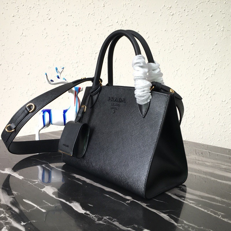 Prada Monochrome Small Bag In Black Saffiano Leather - Image 2